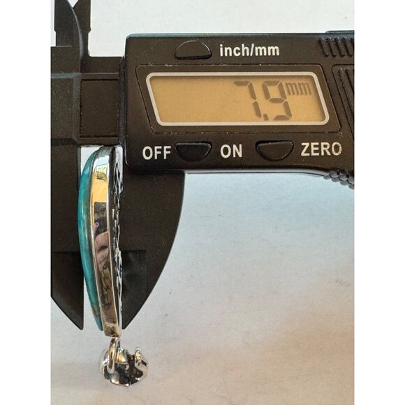 48.7mm NK 925 Sterling Silver Slide Closure Pendant w/ Pear Shaped Blue Gemstone - Picture 6 of 7